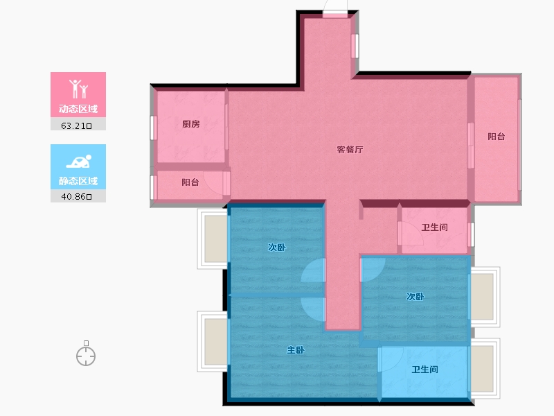 贵州省-遵义市-美的公园天下-93.71-户型库-动静分区