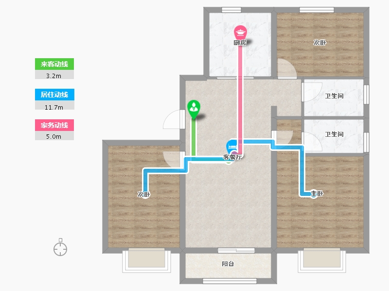 天津-天津市-碧桂园拾光海-90.00-户型库-动静线