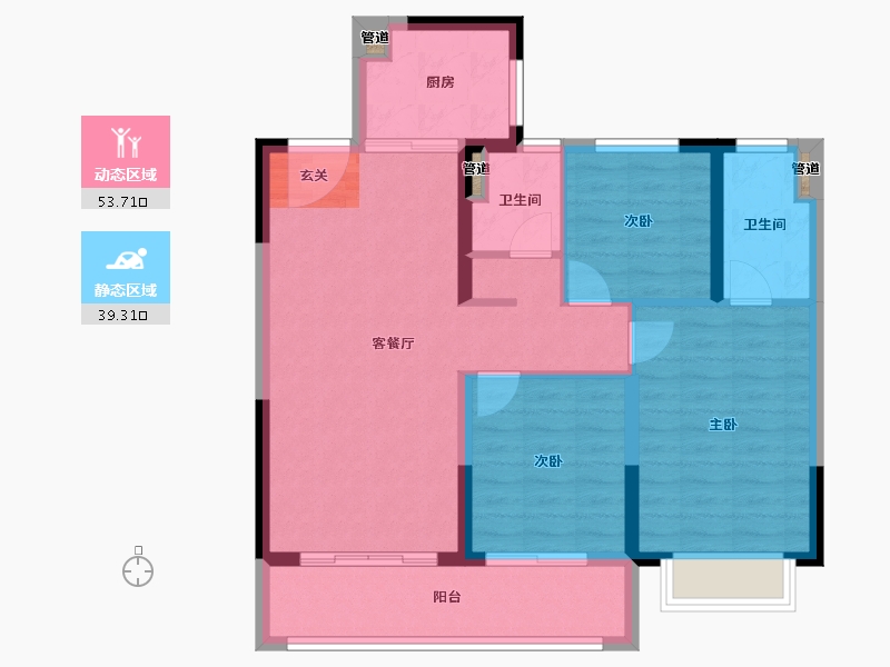 江苏省-南京市-江畔都会上城-84.00-户型库-动静分区