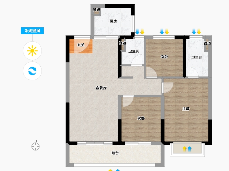 江苏省-南京市-江畔都会上城-84.00-户型库-采光通风