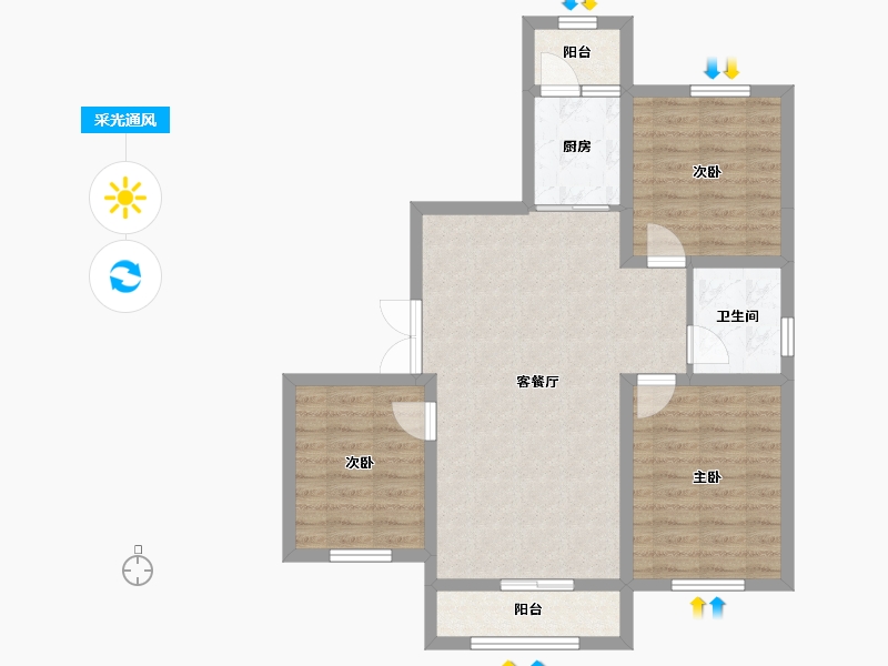 山西省-朔州市-文华苑-78.36-户型库-采光通风