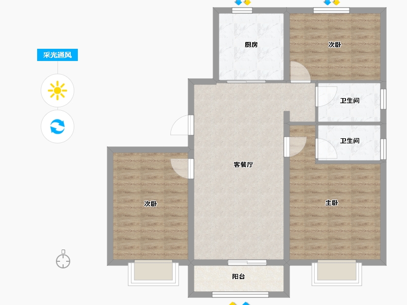 天津-天津市-碧桂园拾光海-90.00-户型库-采光通风