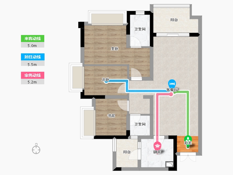 重庆-重庆市-蓝光悦江府-74.35-户型库-动静线