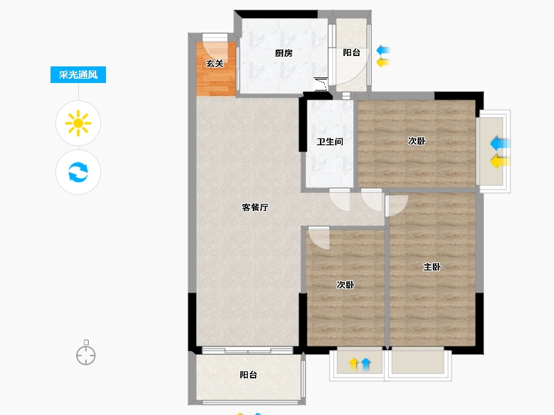 广东省-广州市-顺景花园・星悦轩-81.69-户型库-采光通风