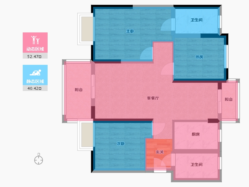 陕西省-汉中市-金泰.滨江花城-81.87-户型库-动静分区