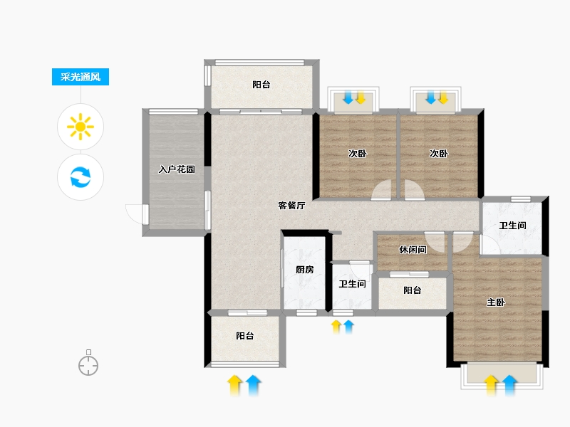 广西壮族自治区-来宾市-裕达天悦城.明珠花园11栋1号楼-112.96-户型库-采光通风