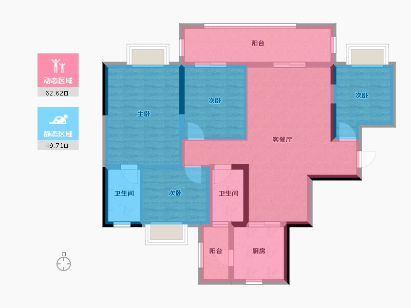 贵州省-遵义市-麒龙学府1号-99.75-户型库-动静分区