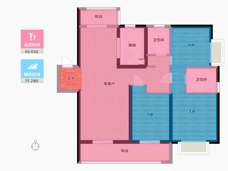 北京-北京市-昆明融创文旅城-91.92-户型库-动静分区