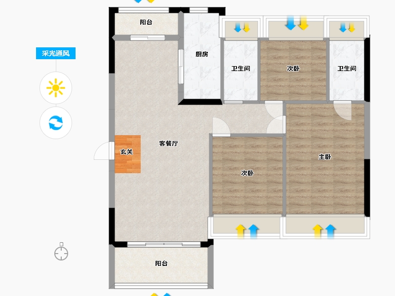 广东省-韶关市-丽景嘉园-95.87-户型库-采光通风