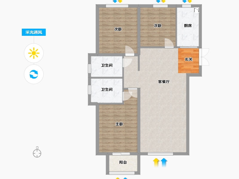 北京-北京市-白石山居・春华园-98.22-户型库-采光通风