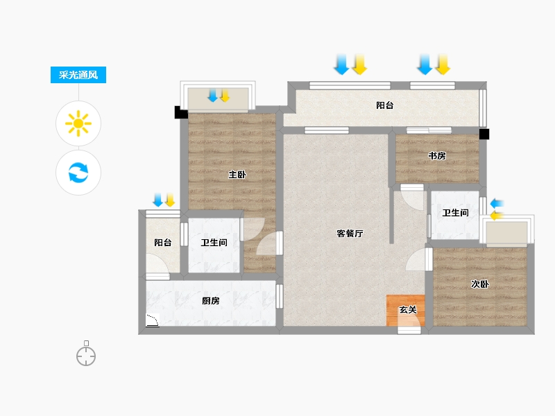 重庆-重庆市-首地江山赋浅山台-78.01-户型库-采光通风