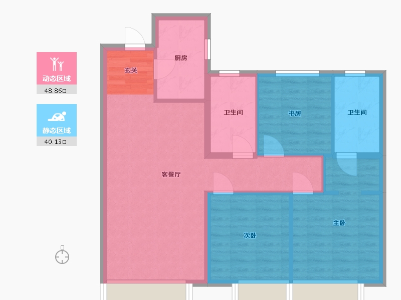 辽宁省-大连市-富力东堤湾畔-80.00-户型库-动静分区