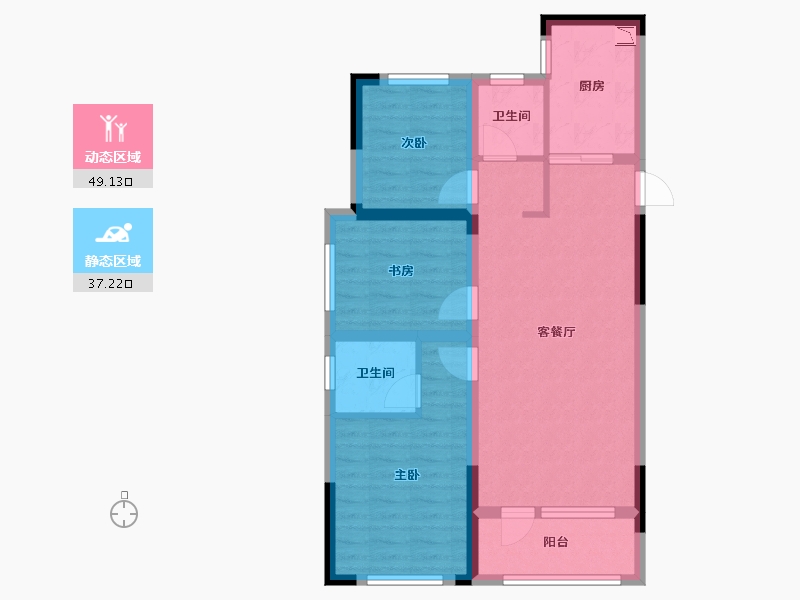 辽宁省-沈阳市-中金・启城-76.29-户型库-动静分区