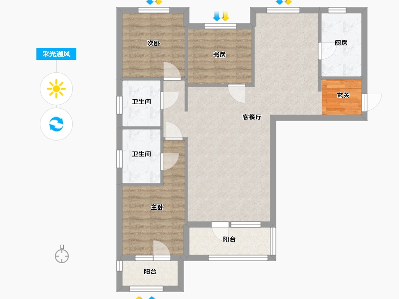 河北省-廊坊市-香河大爱城・雅园-88.41-户型库-采光通风