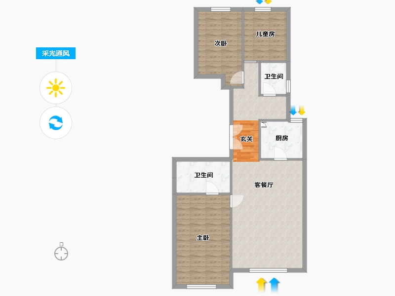 北京-北京市-西山上品湾MOMA-92.68-户型库-采光通风