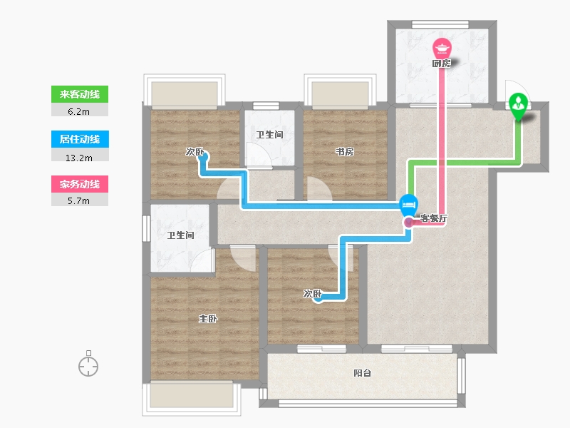 云南省-昆明市-晋宁吾悦广场-91.44-户型库-动静线