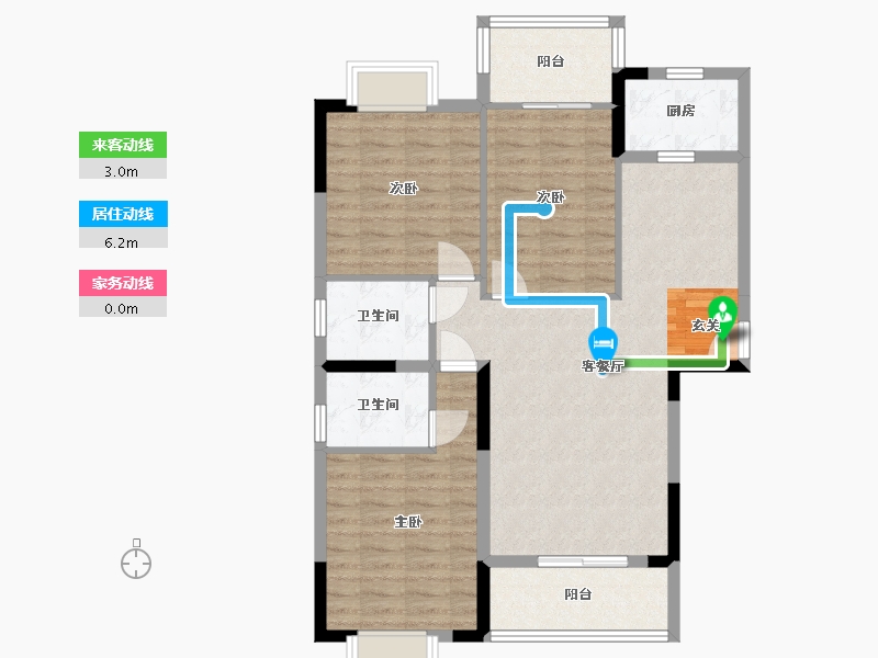 湖南省-湘潭市-万通 ・ 逸城-91.78-户型库-动静线