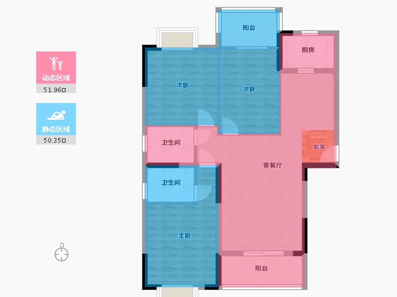 湖南省-湘潭市-万通 ・ 逸城-91.78-户型库-动静分区