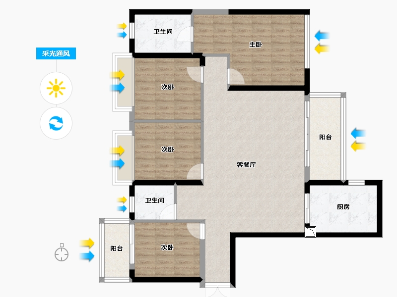 湖南省-长沙市-北辰三角洲-117.47-户型库-采光通风