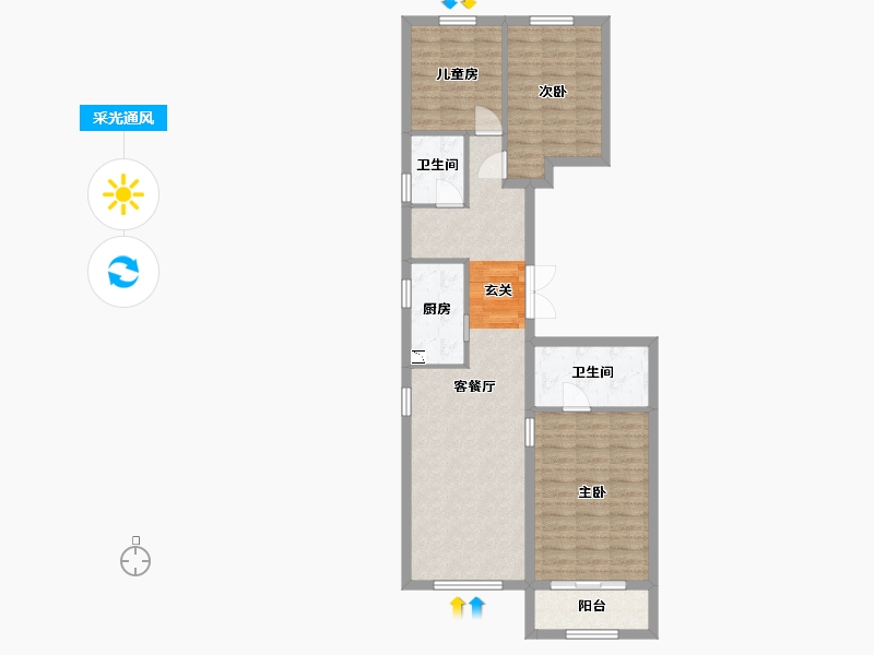 北京-北京市-西山上品湾MOMA-84.07-户型库-采光通风