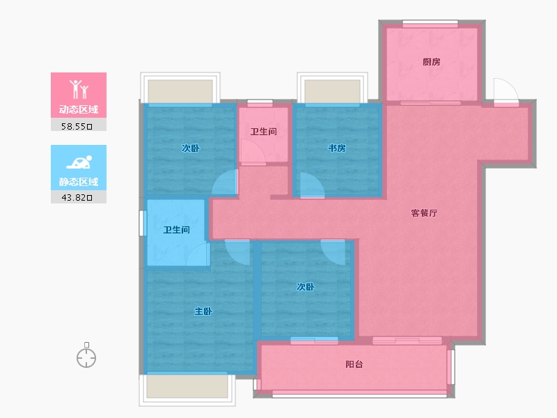 云南省-昆明市-晋宁吾悦广场-91.44-户型库-动静分区