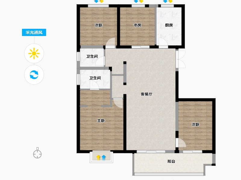 陕西省-西安市-天朗玺悦公馆-119.01-户型库-采光通风