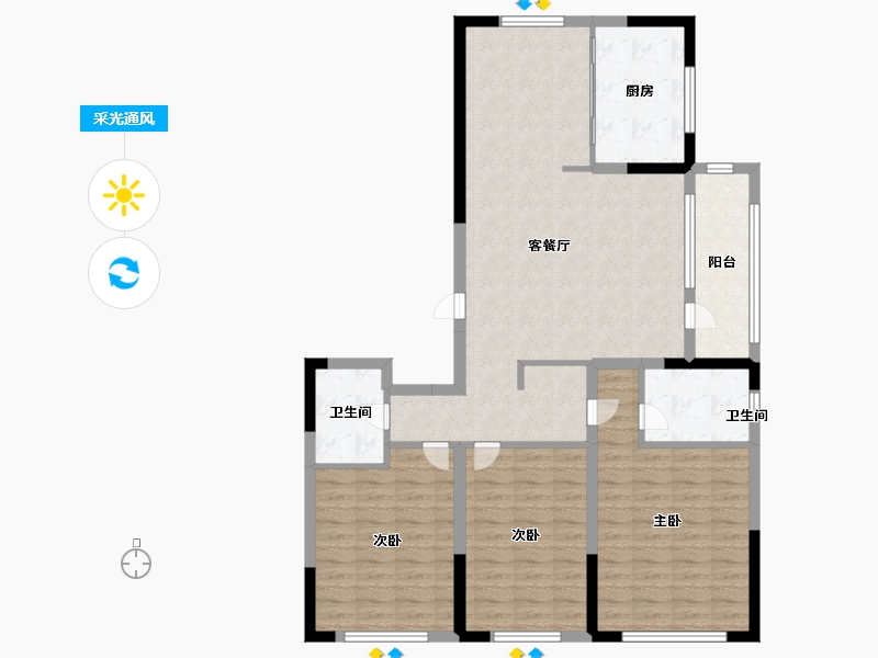 山东省-青岛市-骊山国际-109.99-户型库-采光通风