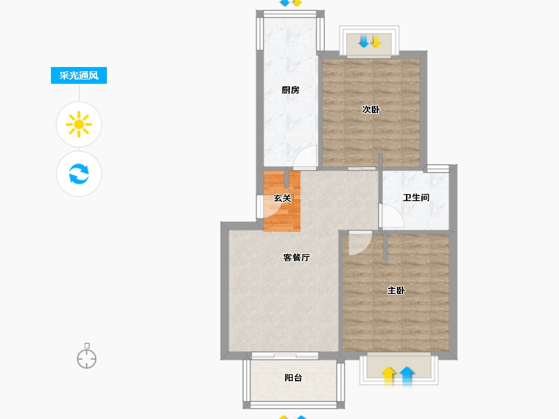 上海-上海市-嘉城新航域-66.68-户型库-采光通风