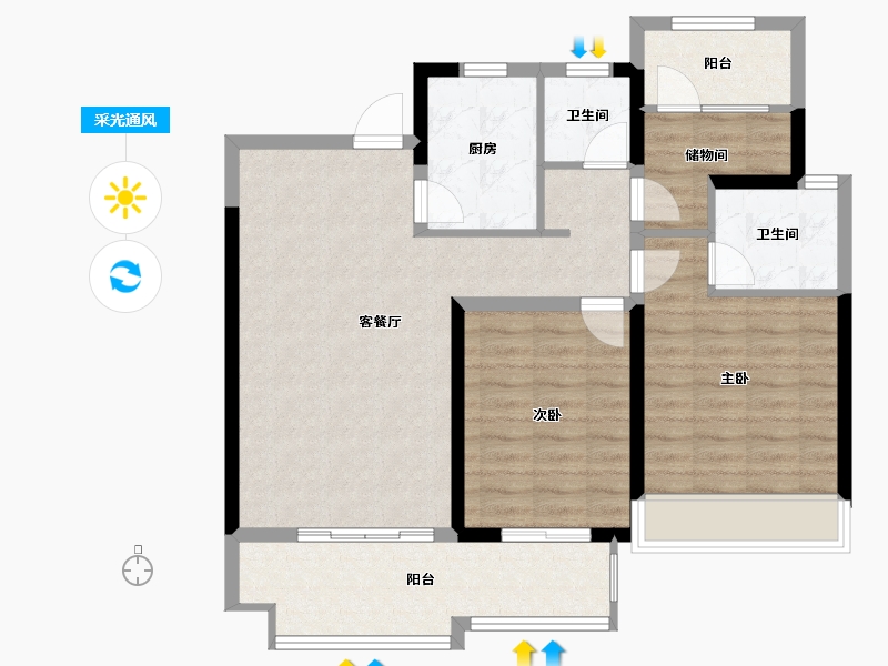 安徽省-铜陵市-熙华府-90.00-户型库-采光通风