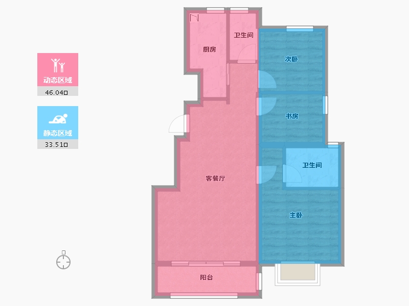 天津-天津市-新华联悦澜湾-70.75-户型库-动静分区