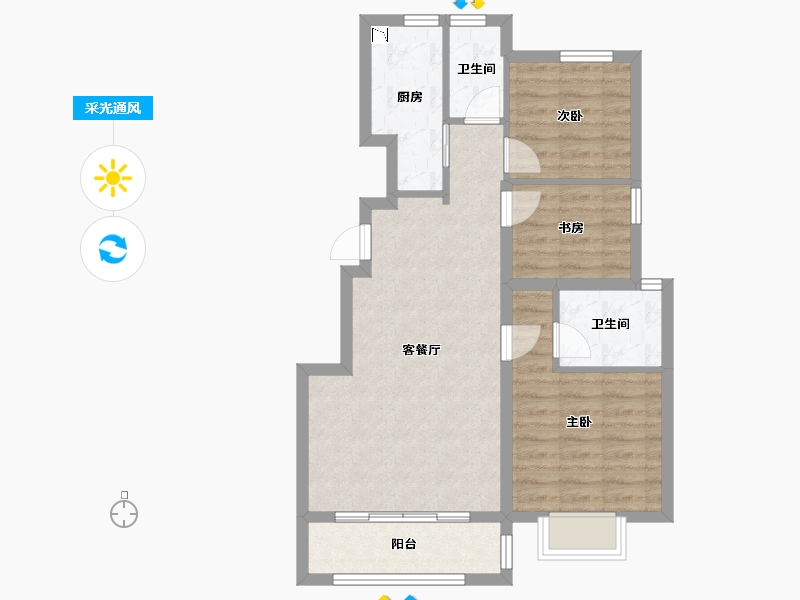 天津-天津市-新华联悦澜湾-70.75-户型库-采光通风