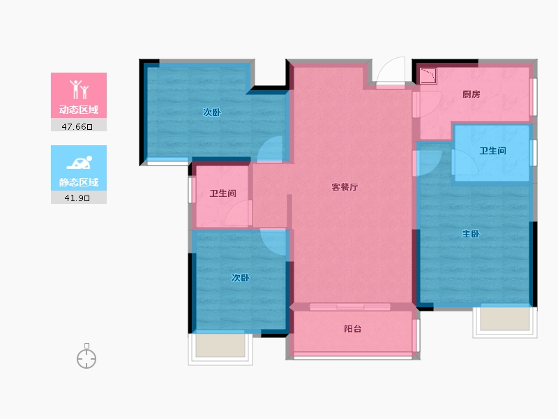 湖南省-长沙市-五矿沁园金城-79.69-户型库-动静分区