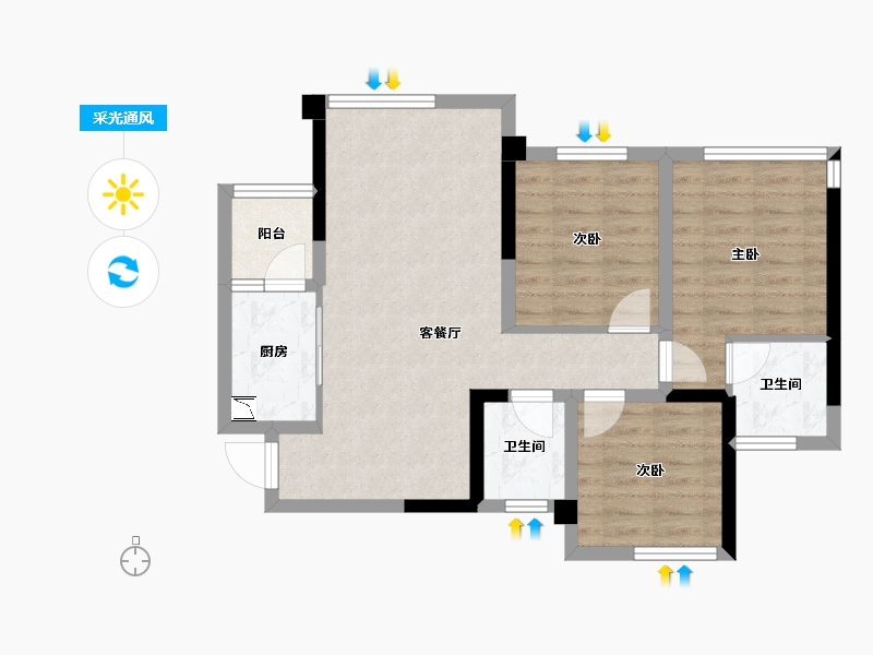 四川省-德阳市-阳光中央公园-69.30-户型库-采光通风