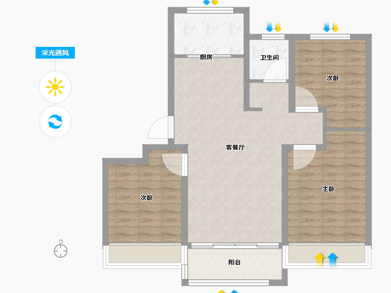 山东省-日照市-凯莱花园-84.01-户型库-采光通风