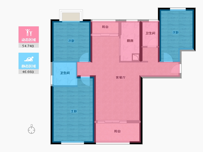 云南省-昆明市-澜湾俊园-89.86-户型库-动静分区