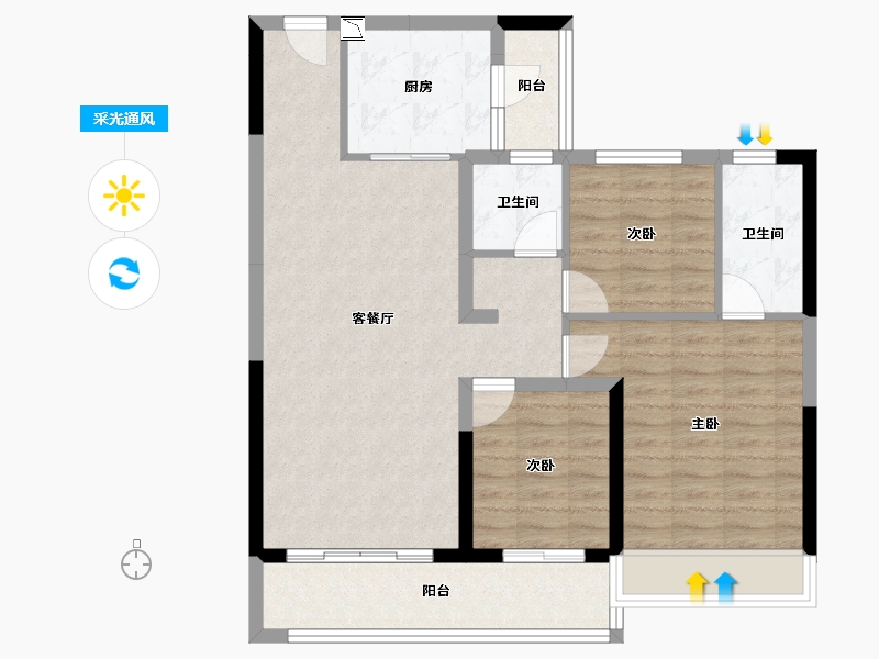 江苏省-镇江市-时代天汇-90.09-户型库-采光通风