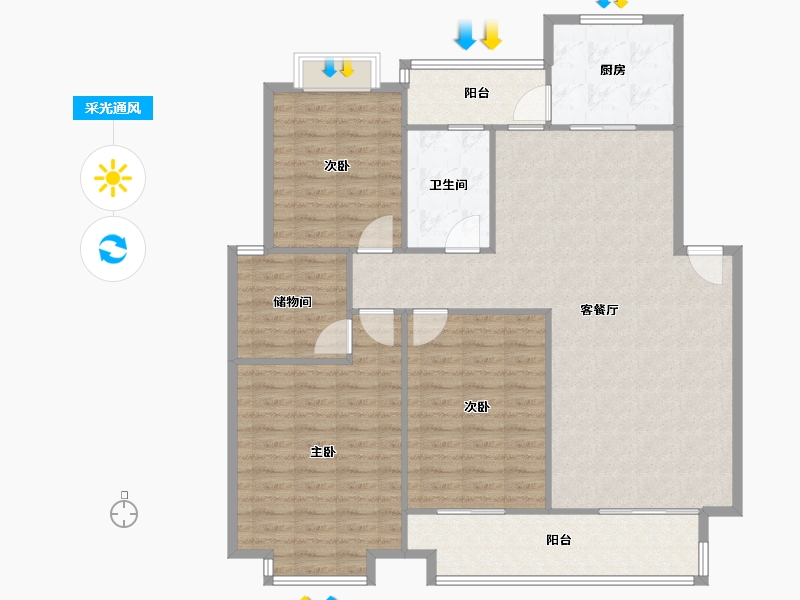 河南省-郑州市-兰亭名苑-115.82-户型库-采光通风