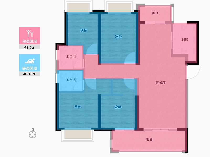 江西省-赣州市-　龙湖佳兴紫云台-97.59-户型库-动静分区