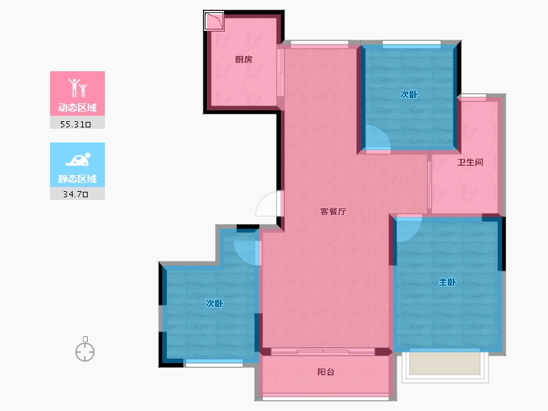 甘肃省-定西市-福门天鹅湾-79.85-户型库-动静分区