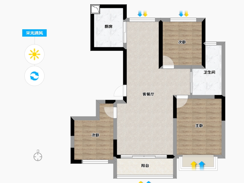 甘肃省-定西市-福门天鹅湾-79.85-户型库-采光通风