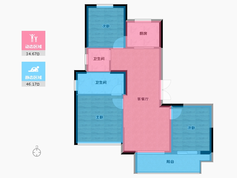 河南省-郑州市-锦艺四季城-72.66-户型库-动静分区