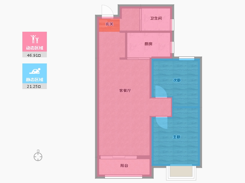 北京-北京市-旭阳・北国森林-60.98-户型库-动静分区