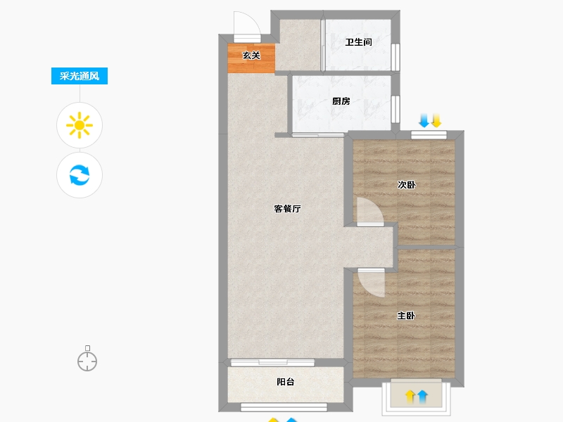 北京-北京市-旭阳・北国森林-60.98-户型库-采光通风