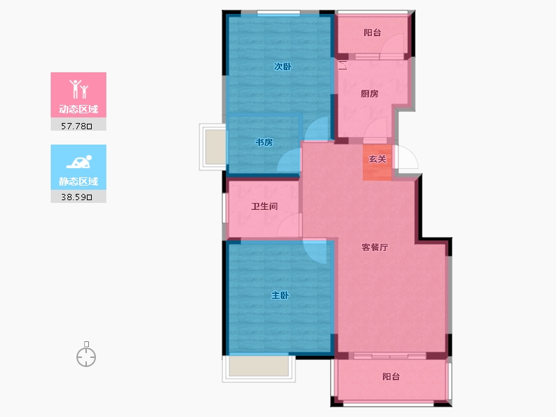 安徽省-宿州市-奥泰克中央广场-86.00-户型库-动静分区