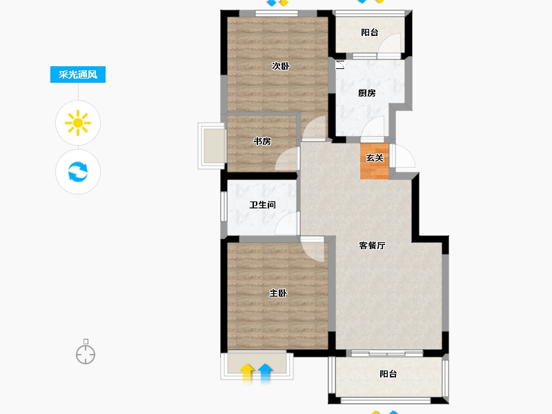 安徽省-宿州市-奥泰克中央广场-86.00-户型库-采光通风