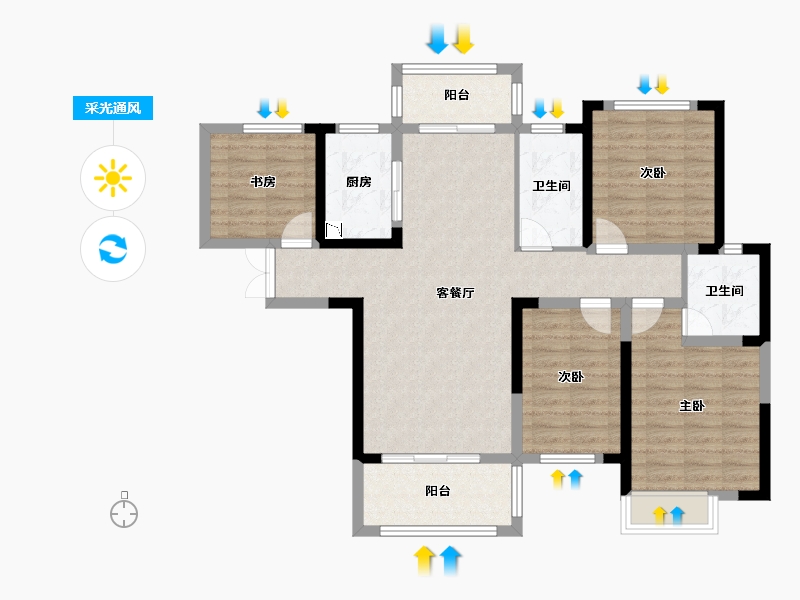 湖南省-长沙市-大汉月亮河畔-99.23-户型库-采光通风