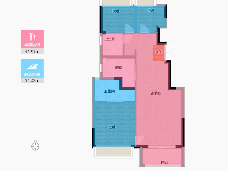 湖南省-长沙市-和泓桃李春风-70.53-户型库-动静分区