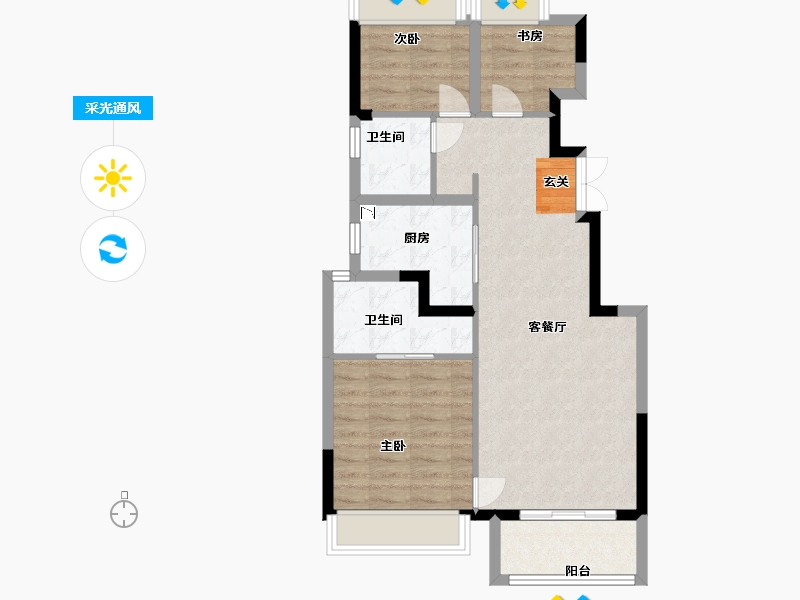 湖南省-长沙市-和泓桃李春风-70.53-户型库-采光通风