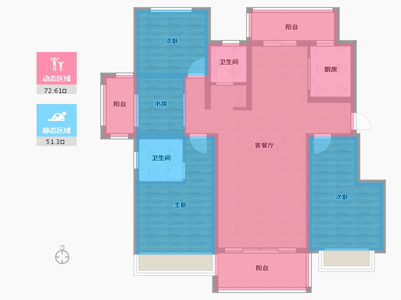 云南省-昭通市-晟景花园-110.00-户型库-动静分区