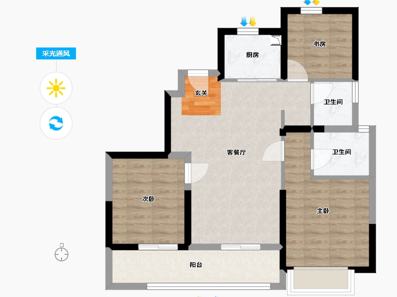 浙江省-嘉兴市-荣安阳光城晴雪园-71.26-户型库-采光通风